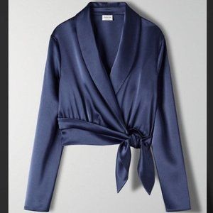 Aritzia Babaton Davis Blouse Small Navy